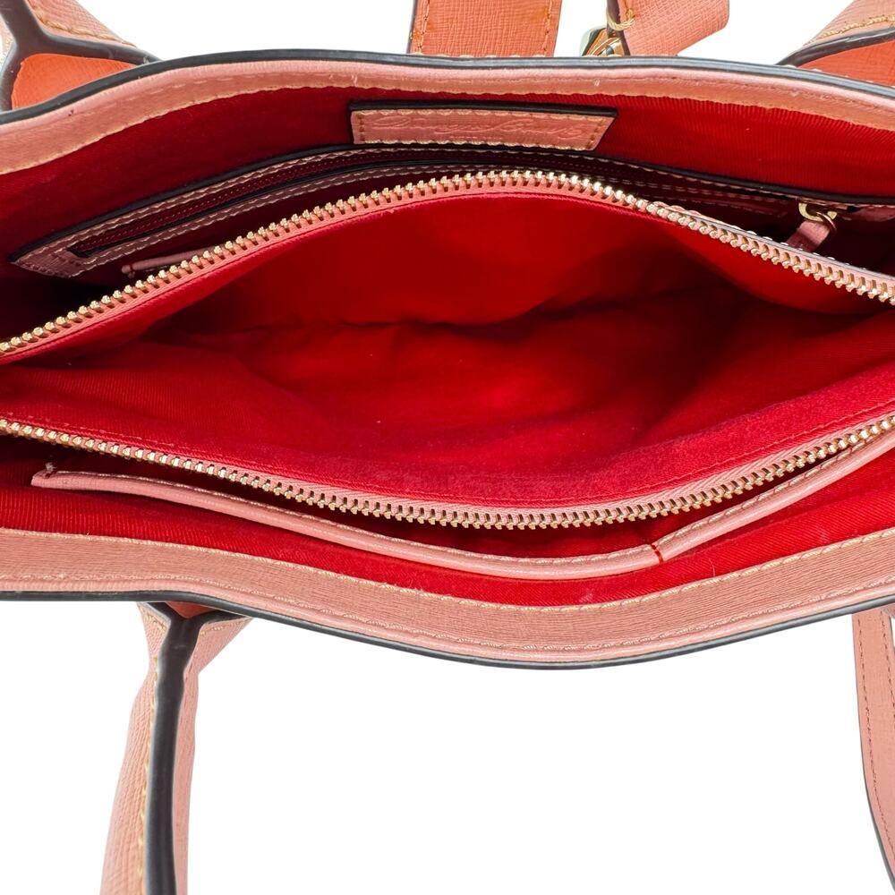 Dooney & Bourke Barlow Satchel Saffiano Leather Coral Pink Crossbody Bag - Picture 14 of 14